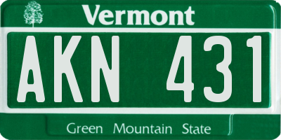VT license plate AKN431