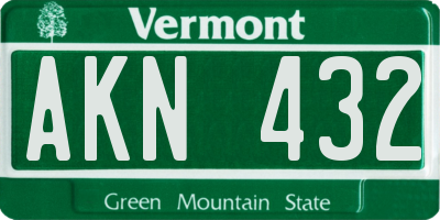 VT license plate AKN432