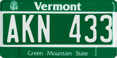 VT license plate AKN433