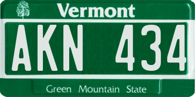 VT license plate AKN434