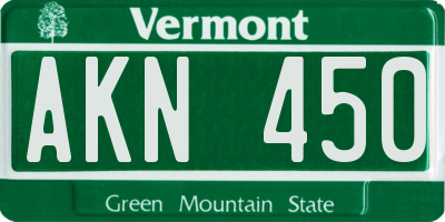 VT license plate AKN450