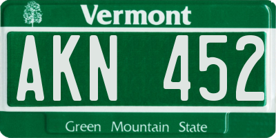 VT license plate AKN452
