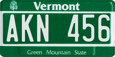 VT license plate AKN456