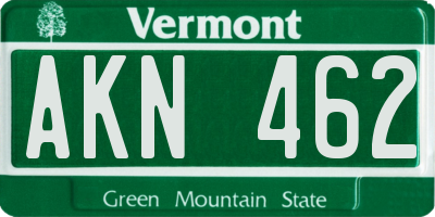 VT license plate AKN462