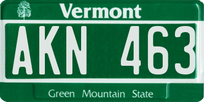 VT license plate AKN463