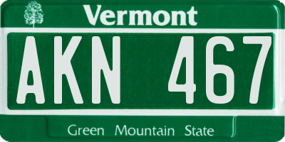 VT license plate AKN467