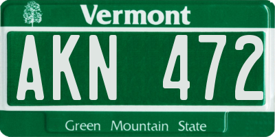 VT license plate AKN472