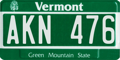 VT license plate AKN476