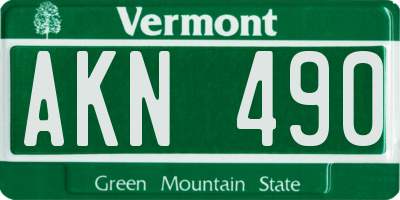 VT license plate AKN490