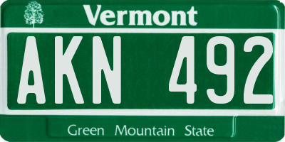 VT license plate AKN492