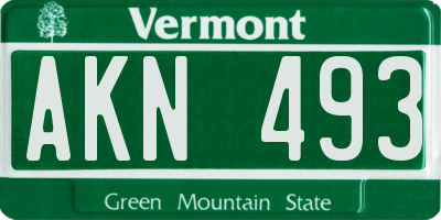 VT license plate AKN493