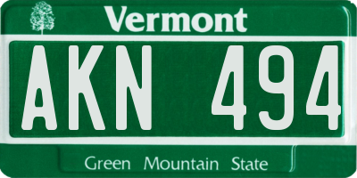 VT license plate AKN494