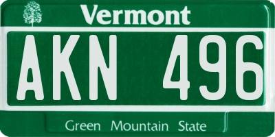VT license plate AKN496