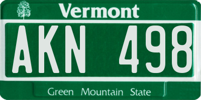 VT license plate AKN498