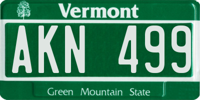 VT license plate AKN499