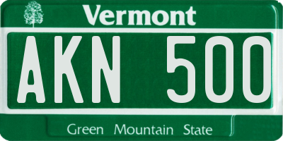 VT license plate AKN500