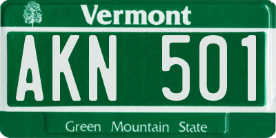 VT license plate AKN501