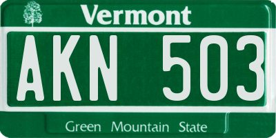 VT license plate AKN503