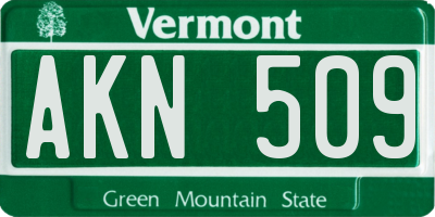 VT license plate AKN509