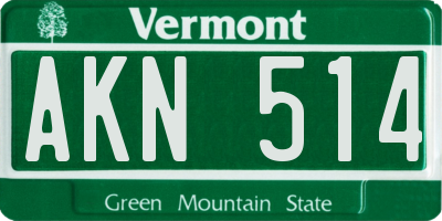 VT license plate AKN514