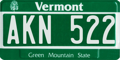 VT license plate AKN522