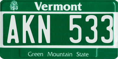 VT license plate AKN533
