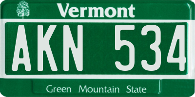VT license plate AKN534