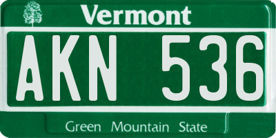 VT license plate AKN536