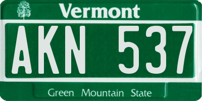 VT license plate AKN537
