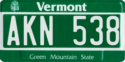 VT license plate AKN538