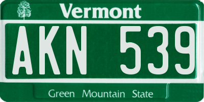 VT license plate AKN539