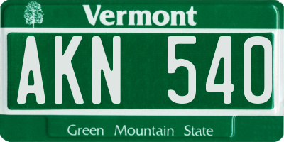 VT license plate AKN540