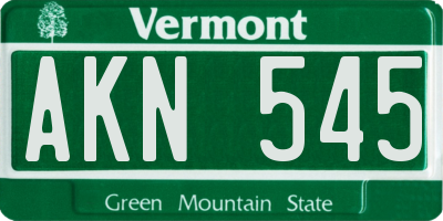VT license plate AKN545