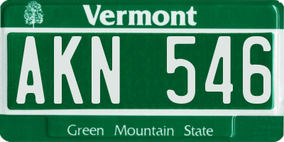 VT license plate AKN546