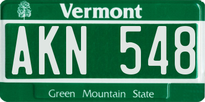 VT license plate AKN548