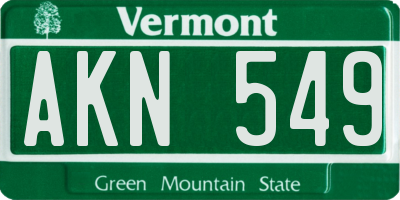 VT license plate AKN549