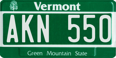 VT license plate AKN550