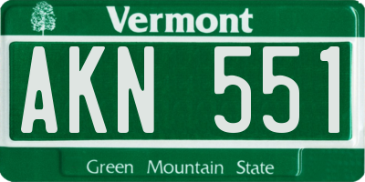 VT license plate AKN551
