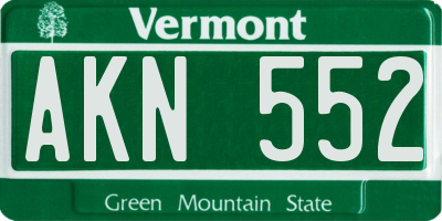 VT license plate AKN552