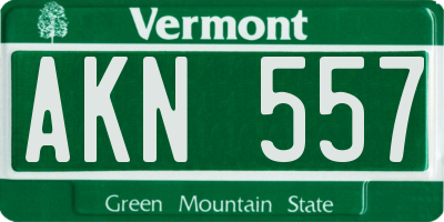 VT license plate AKN557
