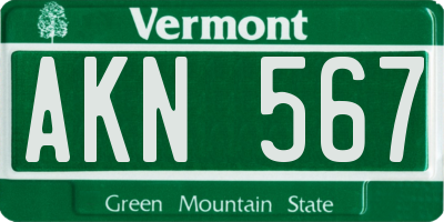 VT license plate AKN567