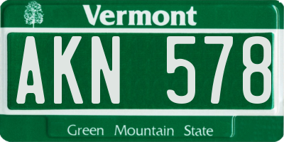 VT license plate AKN578