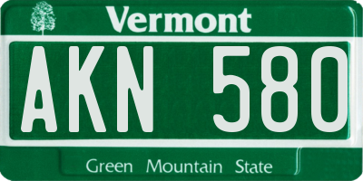 VT license plate AKN580