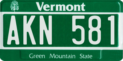 VT license plate AKN581