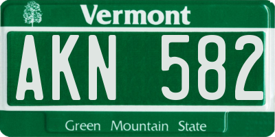 VT license plate AKN582
