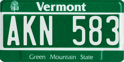 VT license plate AKN583