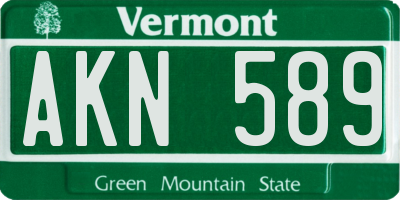 VT license plate AKN589