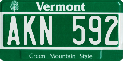VT license plate AKN592