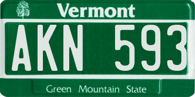 VT license plate AKN593