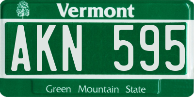 VT license plate AKN595
